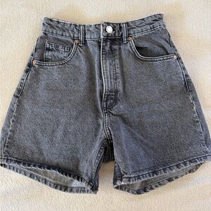 Zara Black and Gray Denim Shorts